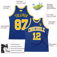 Custom Basketball Jersey, Royal Gold White Throwback Sportswear Jersey Shirt, Athletic Mesh Moisture Wicking Jersey, Casual Gift for Men
