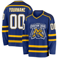 Custom Hockey Jersey, Royal White Navy Sportswear Jersey Shirt, Athletic Long Sleeve V Neck Jersey, Casual Gift for Men