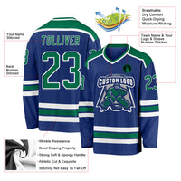 Custom Hockey Jersey, Royal Kelly Green Sportswear Jersey Shirt, Athletic Long Sleeve V Neck Jersey, Casual Gift for Men