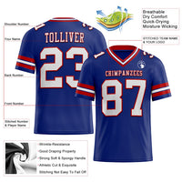 Custom Football Jersey, Royal White Red Sportswear Jersey Shirt, Athletic Moisture Wicking Breathable Jersey, Casual Gift for Men