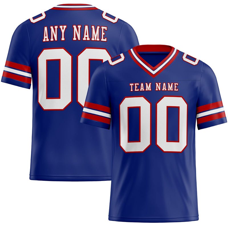 Custom Football Jersey, Royal White Red Sportswear Jersey Shirt, Athletic Moisture Wicking Breathable Jersey, Casual Gift for Men