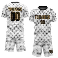 Custom Soccer Jersey, White Black Old Gold Sportswear Jersey Shirt, Athletic Mesh Moisture Wicking Jersey, Casual Gift for Men, Style Soccer0007