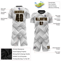 Custom Soccer Jersey, White Black Old Gold Sportswear Jersey Shirt, Athletic Mesh Moisture Wicking Jersey, Casual Gift for Men, Style Soccer0007