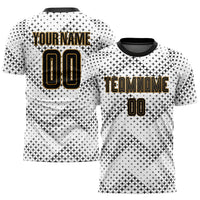 Custom Soccer Jersey, White Black Old Gold Sportswear Jersey Shirt, Athletic Mesh Moisture Wicking Jersey, Casual Gift for Men, Style Soccer0007