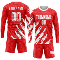Custom Soccer Jersey, Red White Sportswear Jersey Shirt, Athletic Mesh Moisture Wicking Jersey, Casual Gift for Men, Style Soccer0009