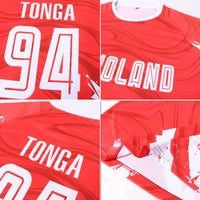 Custom Soccer Jersey, Red White Sportswear Jersey Shirt, Athletic Mesh Moisture Wicking Jersey, Casual Gift for Men, Style Soccer0009