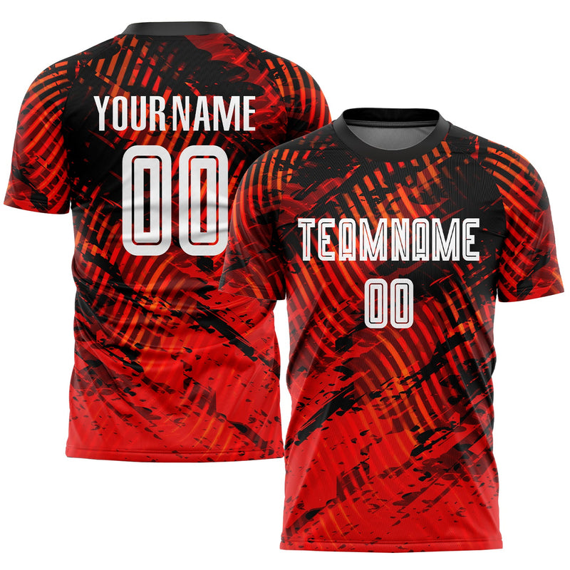 Custom Soccer Jersey, Red White Black Sportswear Jersey Shirt, Athletic Mesh Moisture Wicking Jersey, Casual Gift for Men, Style Soccer0011