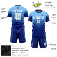 Custom Soccer Jersey, Light Blue White Royal Fashion Sportswear Jersey Shirt, Athletic Mesh Moisture Wicking Jersey, Casual Gift for Men