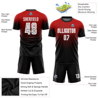 Custom Soccer Jersey, Red White Black Fashion Sportswear Jersey Shirt, Athletic Mesh Moisture Wicking Jersey, Casual Gift for Men