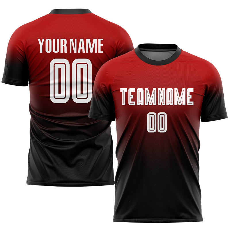 Custom Soccer Jersey, Red White Black Fashion Sportswear Jersey Shirt, Athletic Mesh Moisture Wicking Jersey, Casual Gift for Men