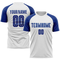 Custom Soccer Jersey, White Royal Sportswear Jersey Shirt, Athletic Mesh Moisture Wicking Jersey, Casual Gift for Men, Style Soccer0050