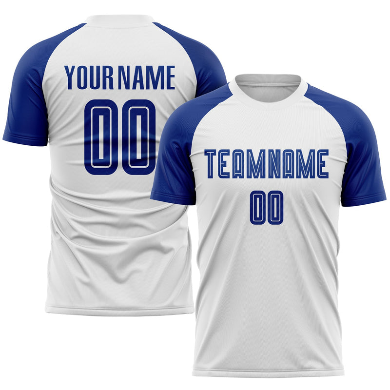 Custom Soccer Jersey, White Royal Sportswear Jersey Shirt, Athletic Mesh Moisture Wicking Jersey, Casual Gift for Men, Style Soccer0050