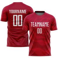 Custom Soccer Jersey, Red White Sportswear Jersey Shirt, Athletic Mesh Moisture Wicking Jersey, Casual Gift for Men, Style Soccer0057