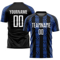 Custom Soccer Jersey, Black White Royal Sportswear Jersey Shirt, Athletic Mesh Moisture Wicking Jersey, Casual Gift for Men, Style Soccer0064