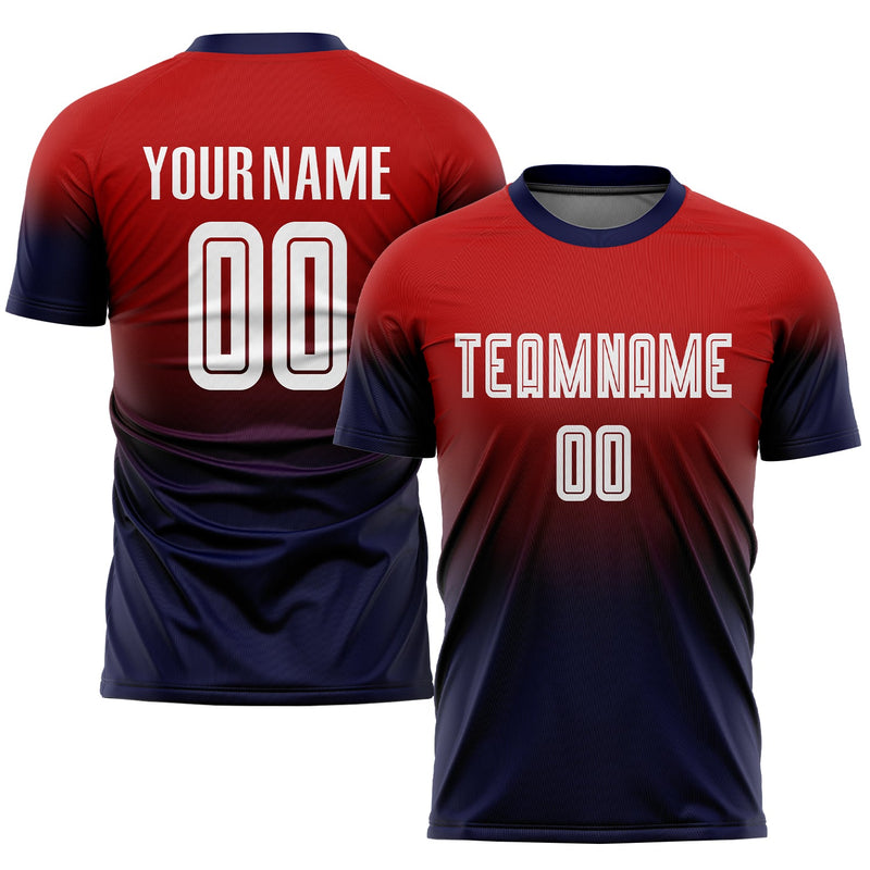 Custom Soccer Jersey, Red White Navy Fashion Sportswear Jersey Shirt, Athletic Mesh Moisture Wicking Jersey, Casual Gift for Men