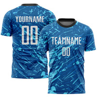 Custom Soccer Jersey, Royal White Light Sportswear Jersey Shirt, Athletic Mesh Moisture Wicking Jersey, Casual Gift for Men, Style Soccer0081