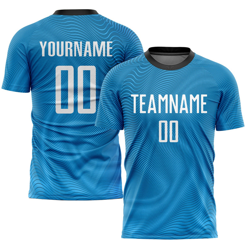 Custom Soccer Jersey, Light Blue White Sportswear Jersey Shirt, Athletic Mesh Moisture Wicking Jersey, Casual Gift for Men, Style Soccer0085