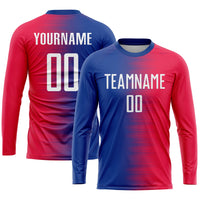 Custom Soccer Jersey, Red White Royal Sportswear Jersey Shirt, Athletic Mesh Moisture Wicking Jersey, Casual Gift for Men