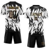 Custom Soccer Jersey, White Black Old Gold Sportswear Jersey Shirt, Athletic Mesh Moisture Wicking Jersey, Casual Gift for Men, Style Soccer0098