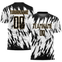 Custom Soccer Jersey, White Black Old Gold Sportswear Jersey Shirt, Athletic Mesh Moisture Wicking Jersey, Casual Gift for Men, Style Soccer0098