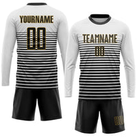Custom Soccer Jersey, White Black Old Gold Sportswear Jersey Shirt, Athletic Mesh Moisture Wicking Jersey, Casual Gift for Men, Style Soccer0114