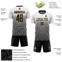 Custom Soccer Jersey, White Black Old Gold Sportswear Jersey Shirt, Athletic Mesh Moisture Wicking Jersey, Casual Gift for Men, Style Soccer0114