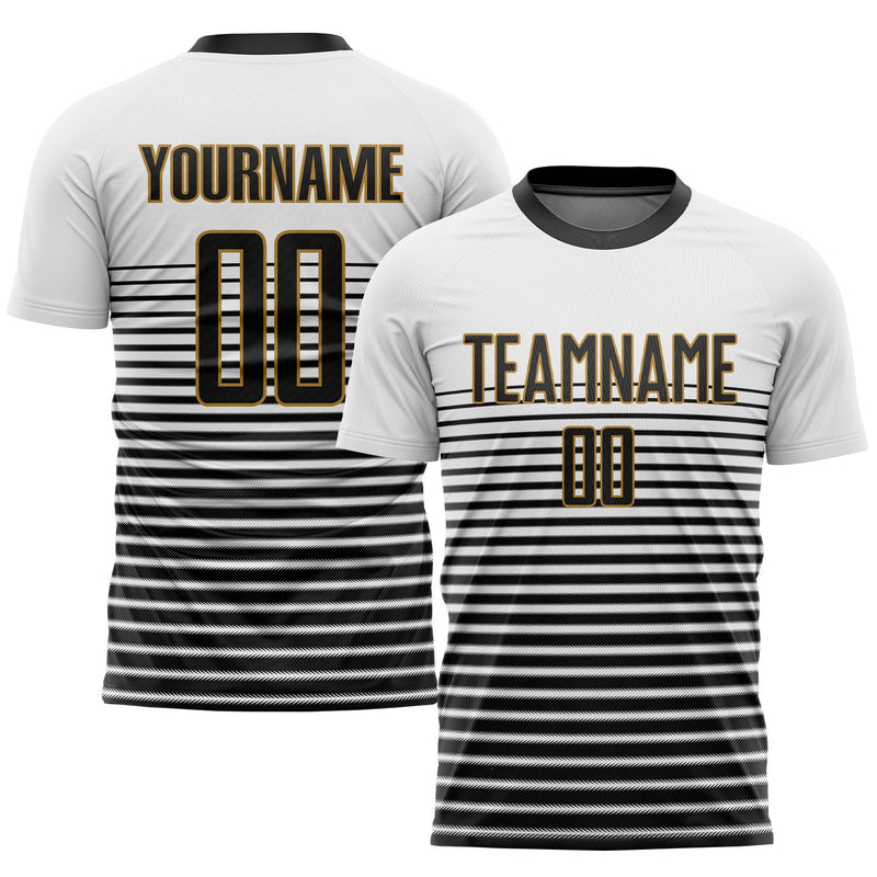 Custom Soccer Jersey, White Black Old Gold Sportswear Jersey Shirt, Athletic Mesh Moisture Wicking Jersey, Casual Gift for Men, Style Soccer0114