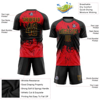 Custom Soccer Jersey, Black Red Gold Sportswear Jersey Shirt, Athletic Mesh Moisture Wicking Jersey, Casual Gift for Men, Style Soccer0124