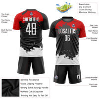 Custom Soccer Jersey, Black White Red Sportswear Jersey Shirt, Athletic Mesh Moisture Wicking Jersey, Casual Gift for Men