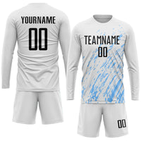 Custom Soccer Jersey, White Black Light Blue Sportswear Jersey Shirt, Athletic Mesh Moisture Wicking Jersey, Casual Gift for Men