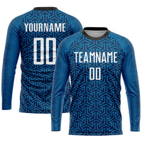 Custom Soccer Jersey, Blue White Black Sportswear Jersey Shirt, Athletic Mesh Moisture Wicking Jersey, Casual Gift for Men, Style Soccer0144