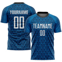Custom Soccer Jersey, Blue White Black Sportswear Jersey Shirt, Athletic Mesh Moisture Wicking Jersey, Casual Gift for Men, Style Soccer0144