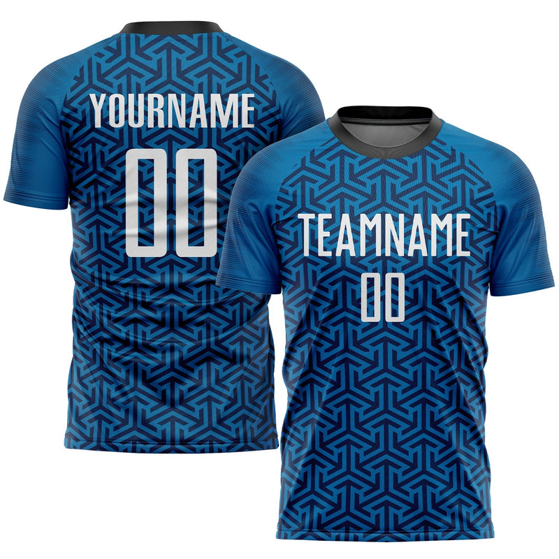 Custom Soccer Jersey, Blue White Black Sportswear Jersey Shirt, Athletic Mesh Moisture Wicking Jersey, Casual Gift for Men, Style Soccer0144