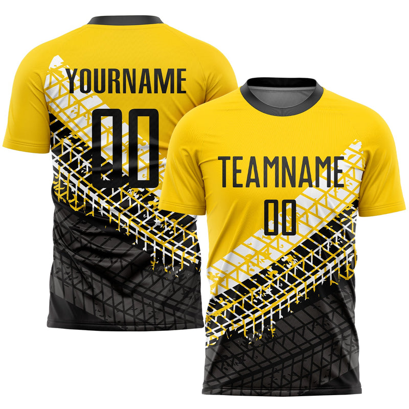 Custom Soccer Jersey, Gold Black White Sportswear Jersey Shirt, Athletic Mesh Moisture Wicking Jersey, Casual Gift for Men