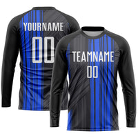 Custom Soccer Jersey, Black White Royal Sportswear Jersey Shirt, Athletic Mesh Moisture Wicking Jersey, Casual Gift for Men, Style Soccer0157