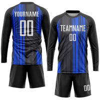 Custom Soccer Jersey, Black White Royal Sportswear Jersey Shirt, Athletic Mesh Moisture Wicking Jersey, Casual Gift for Men, Style Soccer0157