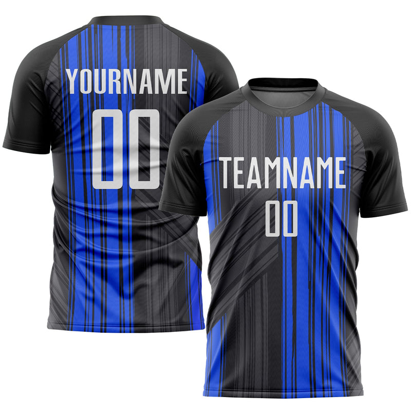 Custom Soccer Jersey, Black White Royal Sportswear Jersey Shirt, Athletic Mesh Moisture Wicking Jersey, Casual Gift for Men, Style Soccer0157