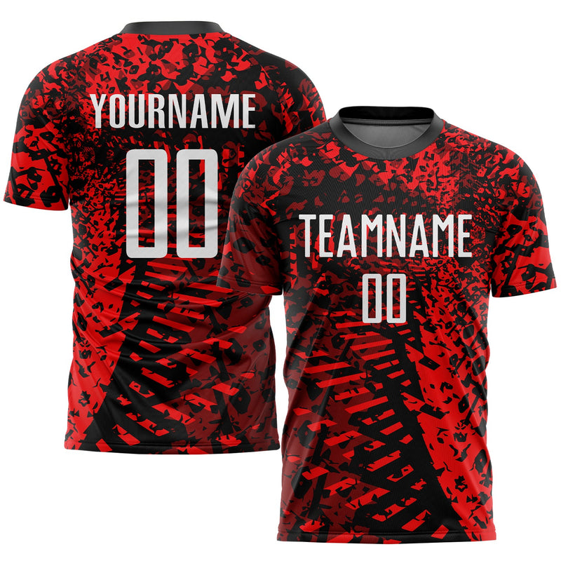 Custom Soccer Jersey, Red Black White Sportswear Jersey Shirt, Athletic Mesh Moisture Wicking Jersey, Casual Gift for Men, Style Soccer0169