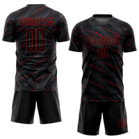 Custom Soccer Jersey, Black Red Sportswear Jersey Shirt, Athletic Mesh Moisture Wicking Jersey, Casual Gift for Men, Style Soccer0224