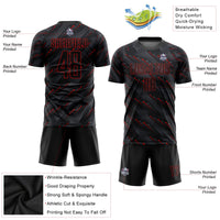 Custom Soccer Jersey, Black Red Sportswear Jersey Shirt, Athletic Mesh Moisture Wicking Jersey, Casual Gift for Men, Style Soccer0224
