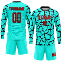 Custom Soccer Jersey, Aqua Red Black Sportswear Jersey Shirt, Athletic Mesh Moisture Wicking Jersey, Casual Gift for Men