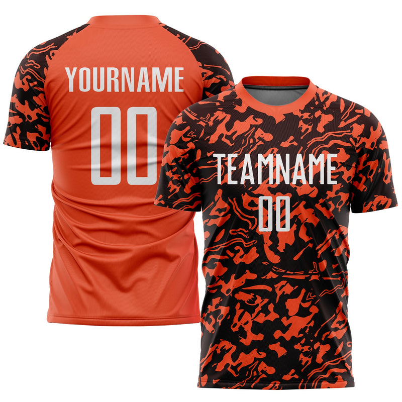 Custom Soccer Jersey, Orange White Black Sportswear Jersey Shirt, Athletic Mesh Moisture Wicking Jersey, Casual Gift for Men