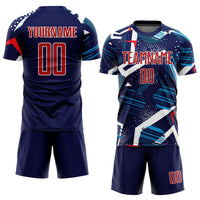 Custom Soccer Jersey, Navy Red White Sportswear Jersey Shirt, Athletic Mesh Moisture Wicking Jersey, Casual Gift for Men