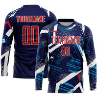Custom Soccer Jersey, Navy Red White Sportswear Jersey Shirt, Athletic Mesh Moisture Wicking Jersey, Casual Gift for Men