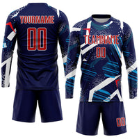 Custom Soccer Jersey, Navy Red White Sportswear Jersey Shirt, Athletic Mesh Moisture Wicking Jersey, Casual Gift for Men