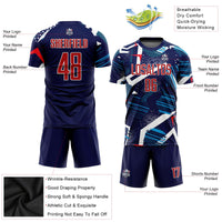 Custom Soccer Jersey, Navy Red White Sportswear Jersey Shirt, Athletic Mesh Moisture Wicking Jersey, Casual Gift for Men