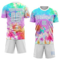 Custom Soccer Jersey, White Light Blue Sportswear Jersey Shirt, Athletic Mesh Moisture Wicking Jersey, Casual Gift for Men, Style Soccer0285