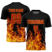 Custom Soccer Jersey, Black Red Gold Sportswear Jersey Shirt, Athletic Mesh Moisture Wicking Jersey, Casual Gift for Men, Style Soccer0293
