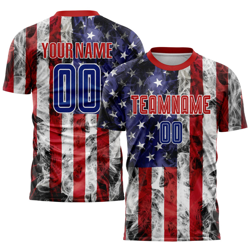 Custom Soccer Jersey, White Royal Red Fashion Sportswear Jersey Shirt, Athletic Mesh Moisture Wicking Jersey, Casual Gift for Men