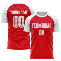 Custom Soccer Jersey, Red White Sportswear Jersey Shirt, Athletic Mesh Moisture Wicking Jersey, Casual Gift for Men, Style Soccer0312